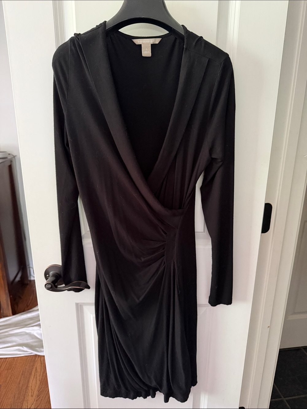 Banana Republic Black Long-Sleeve Wrap Dress